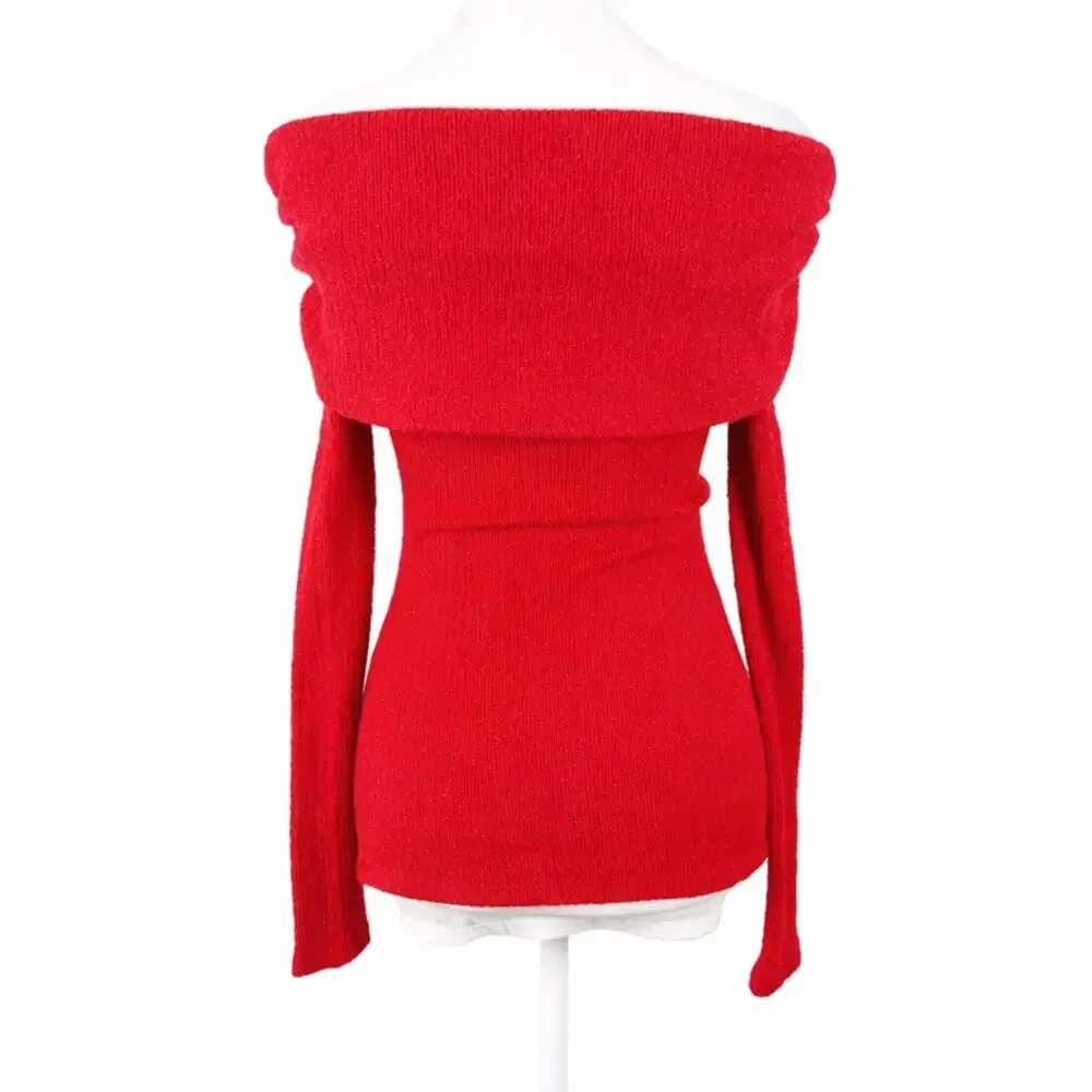 Zara Off The Shoulder Knit Top Red Size Small